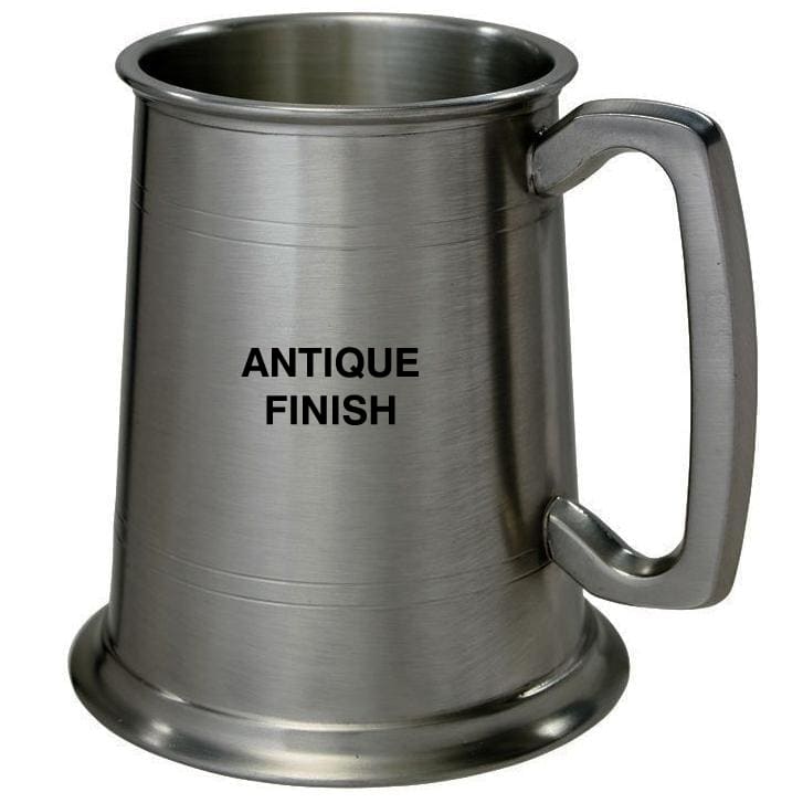 1 Pint Double Lines Pewter Tankard - Antique
