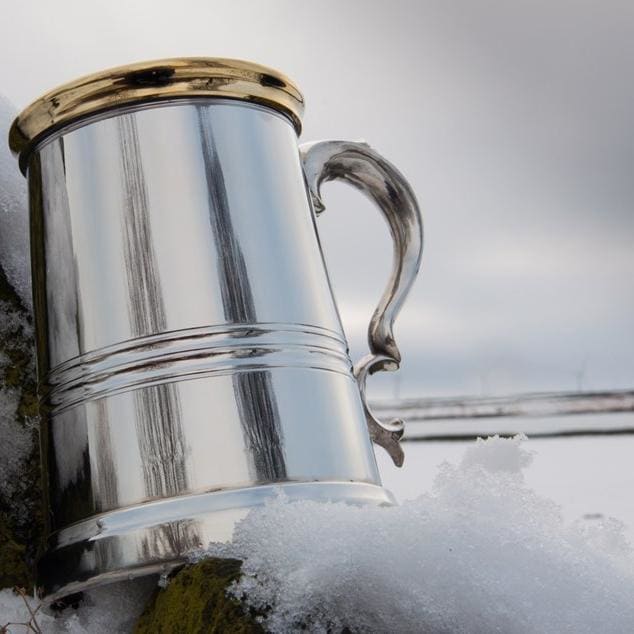 1 Pint X-Range Worcester Brass Trim Pewter Tankard