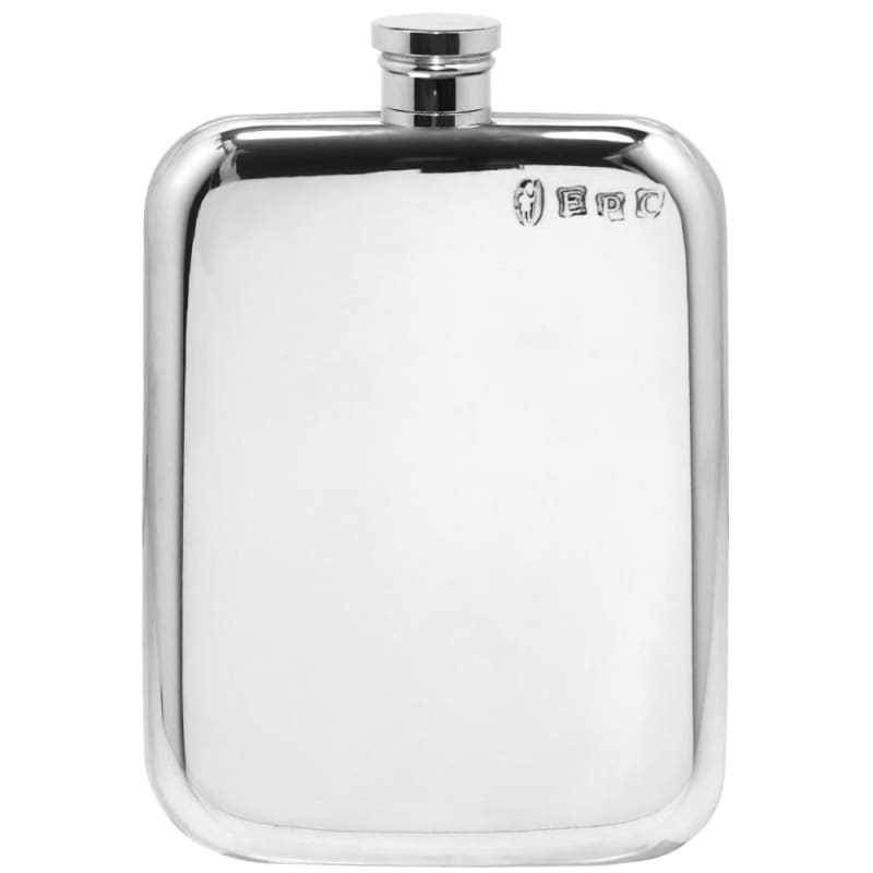 6oz Classic Plain Stamped Pewter Pocket Flask - 6oz