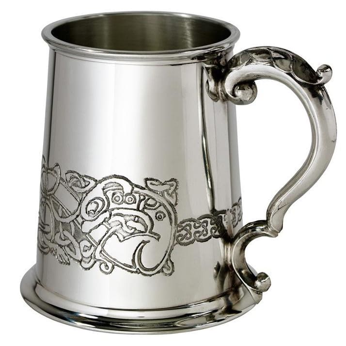 Purple Gothic Dragon Tankard Mug - Decorative Celtic Knot Pencil Holder, 10 Oz With Stainless Steel Liner