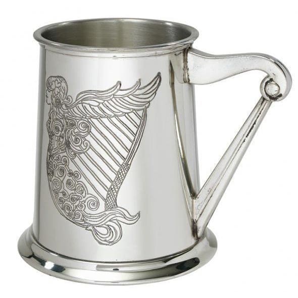 1 Pint Irish Harp Pewter Tankard