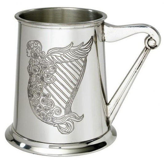 1 Pint Irish Harp Pewter Tankard