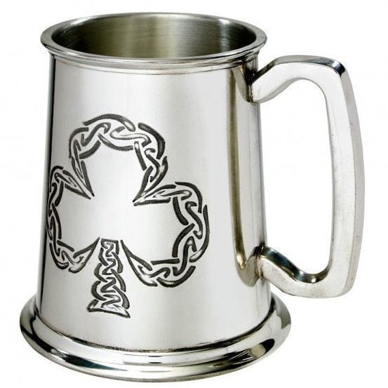 1 Pint Irish Shamrock Pewter Tankard