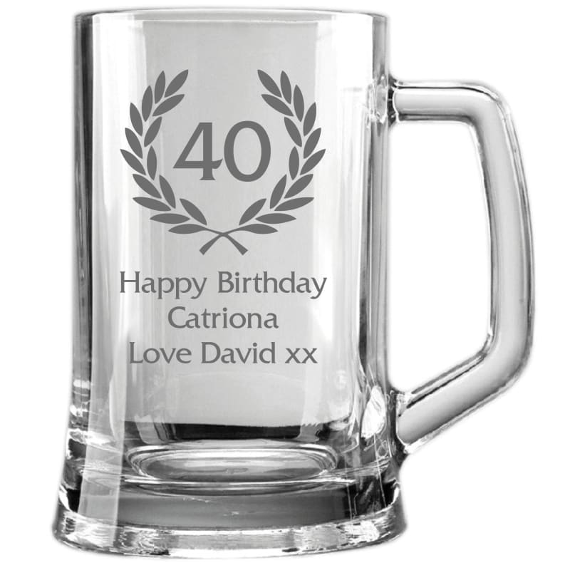 1 Pint Personalised Birthday Wreath Glass Tankard