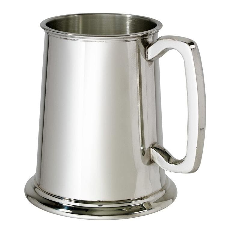 1 Pint Plain Pewter Tankard With Glass Bottom