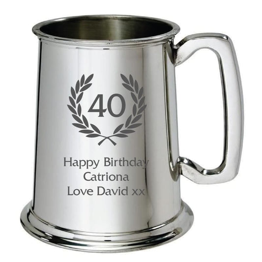 Birthday Wreath Pewter Tankard 1 Pint