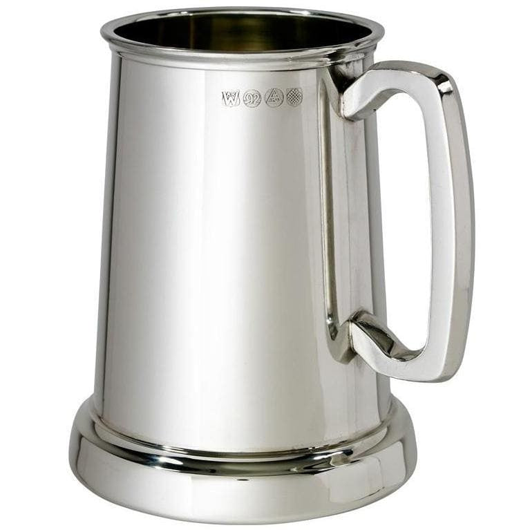1 Pint King’s Shilling Pewter Tankard With Glass Bottom