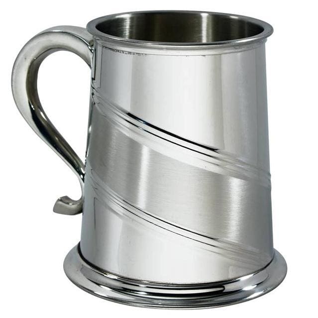 1 Pint Diagonal Stripe Pewter Tankard