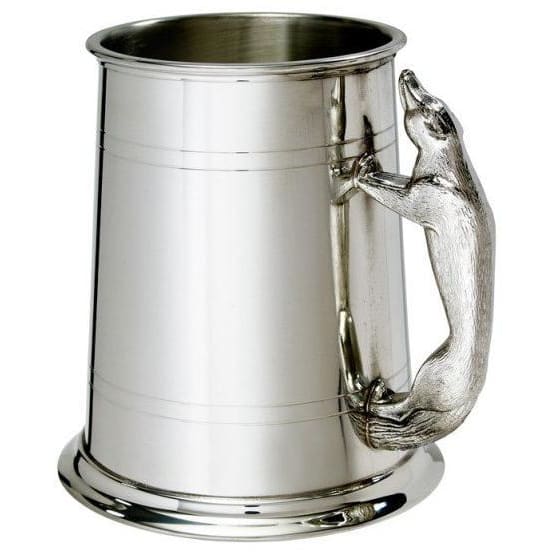 1 Pint Double Lines Fox Handle Pewter Tankard