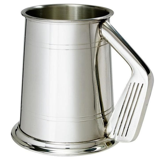 1 Pint Double Lines Golf Handle Pewter Tankard