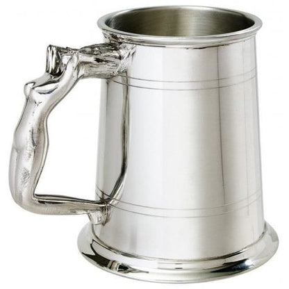 1 Pint Double Lines Nymph Handle Pewter Tankard