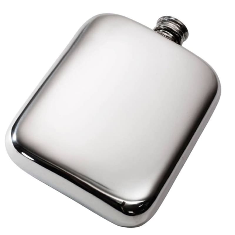 Plain Pewter Pocket Flask - 6oz without captive top